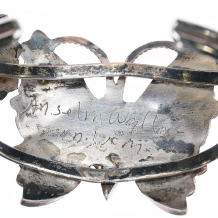 6.25" Anselm Wallace Zuni Butterfly sterling channel inlay cuff bracelet - Estate Fresh Austin