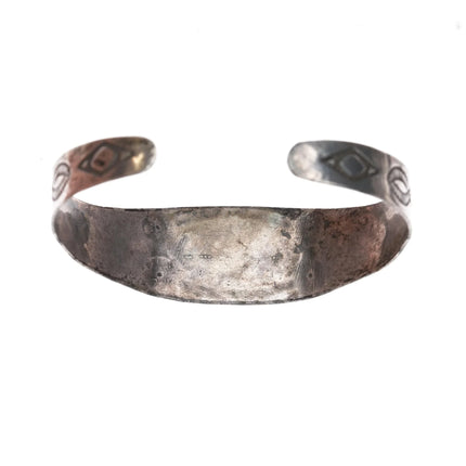 6.25" c1930's Navajo silver Whirling Logs cuff bracelet with turquoise - Estate Fresh Austin