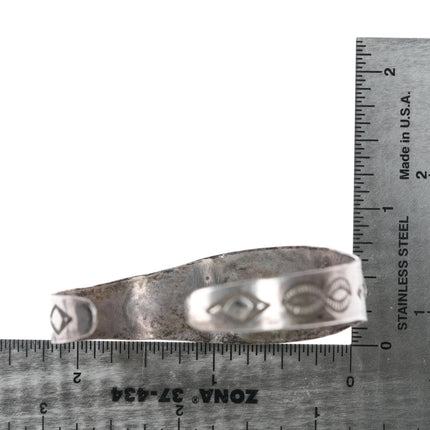 6.25" c1930's Navajo silver Whirling Logs cuff bracelet with turquoise - Estate Fresh Austin