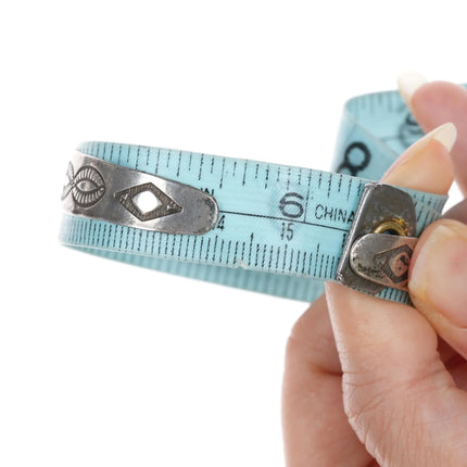 6.25" c1930's Navajo silver Whirling Logs cuff bracelet with turquoise - Estate Fresh Austin