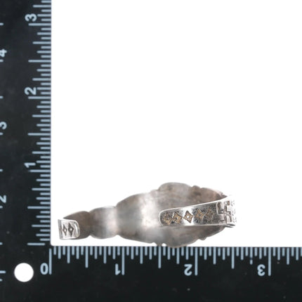 6.25" c1930's Navajo silver whirling logs high grade turquoise cuff bracelet - Estate Fresh Austin