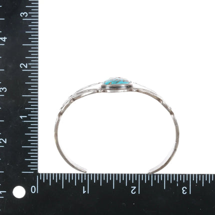 6.25" c1930's Navajo silver whirling logs high grade turquoise cuff bracelet - Estate Fresh Austin