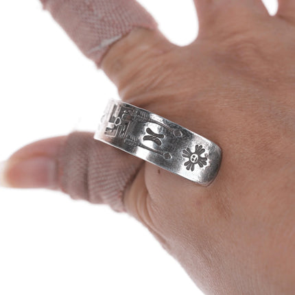 6.25" c1930's Silver Navajo curio whirling logs cuff bracelet - Estate Fresh Austin