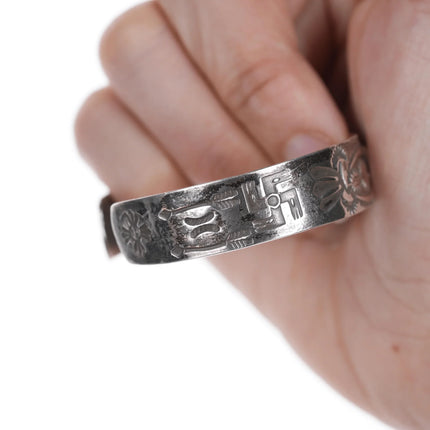 6.25" c1930's Silver Navajo curio whirling logs cuff bracelet - Estate Fresh Austin