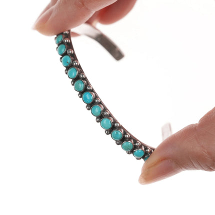6.25" c1930's slim Navajo silver and turquoise row cuff bracelet. - Estate Fresh Austin
