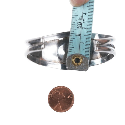 6.25" c1940's Native American silver and turquoise cluster cuff bracelet - Estate Fresh Austin