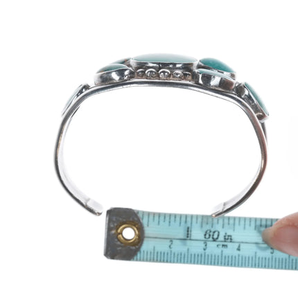 6.25" c1940's Native American silver and turquoise cluster cuff bracelet - Estate Fresh Austin