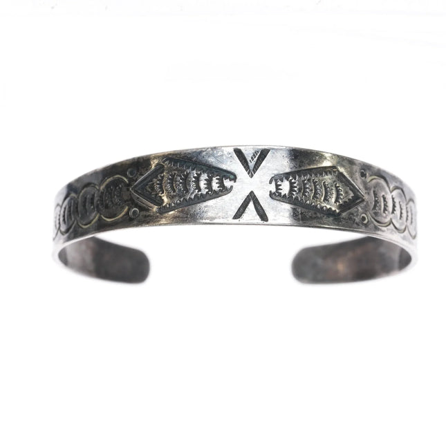 6.25" c1940's Navajo hand stamped silver cuff bracelet - Estate Fresh Austin