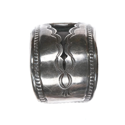 6.25" c1940's Navajo shadowbox sterling cuff bracelet with nice turquoise - Estate Fresh Austin