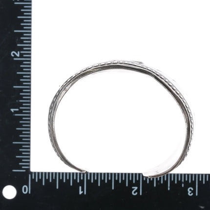 6.25" c1940's Navajo shadowbox sterling cuff bracelet with nice turquoise - Estate Fresh Austin