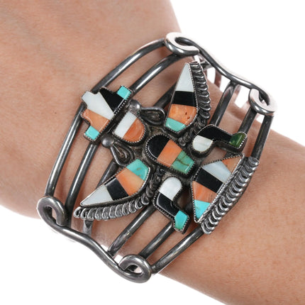 6.25" c1940's Zuni Knifewing inlay silver cuff bracelet - Estate Fresh Austin