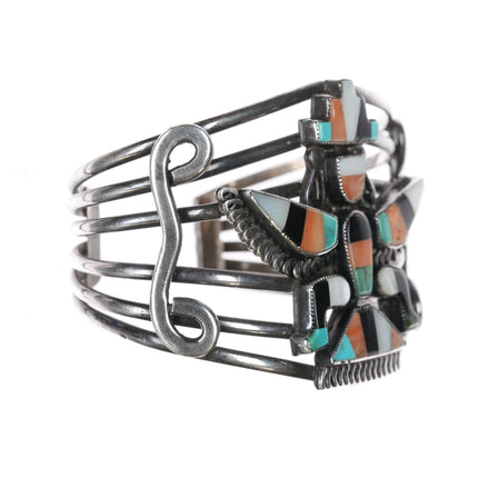 6.25" c1940's Zuni Knifewing inlay silver cuff bracelet - Estate Fresh Austin