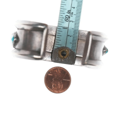 6.25" c1950's-60's Navajo silver cuff bracelet with turquoise - Estate Fresh Austin