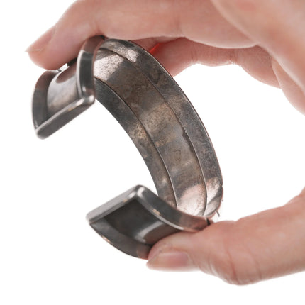 6.25" c1950's-60's Navajo silver cuff bracelet with turquoise - Estate Fresh Austin