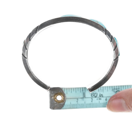 6.25" c1950's-60's Navajo silver cuff bracelet with turquoise - Estate Fresh Austin