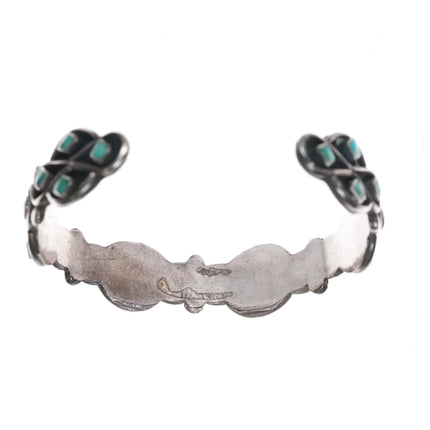 6.25" c1950's Vintage Zuni sterling and turquoise inlay shadowbox cuff bracelet - Estate Fresh Austin