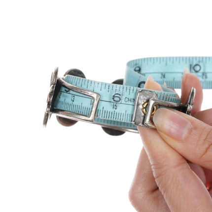 6.25" c1960's Zuni sunface row cuff bracelet sterling turquoise/coral - Estate Fresh Austin