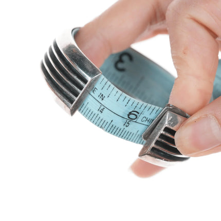 6.25" c1970 Johnny Mike Begay Navajo Modernist silver and coral cuff bracelet - Estate Fresh Austin