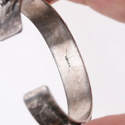 6.25" Carmelita and Dan Simplicio (1917-1969) Zuni silver and coral bracelet - Estate Fresh Austin