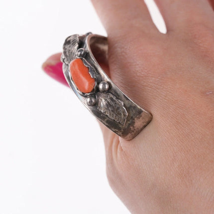 6.25" Carmelita and Dan Simplicio (1917-1969) Zuni silver and coral bracelet - Estate Fresh Austin