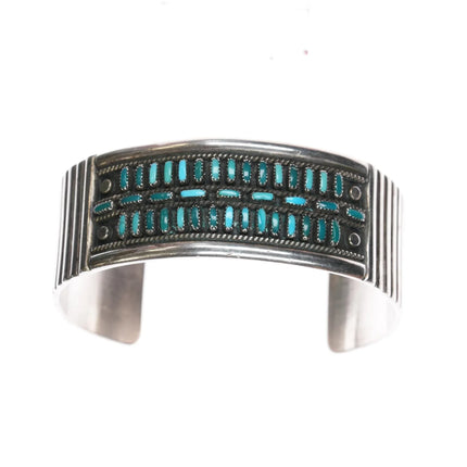 6.25" Cecil & Connie Hattie Zuni 1970's sterling turquoise cuff bracelet - Estate Fresh Austin