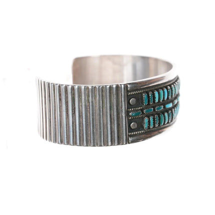 6.25" Cecil & Connie Hattie Zuni 1970's sterling turquoise cuff bracelet - Estate Fresh Austin