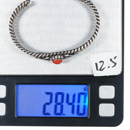 6.25" David Reeves Navajo sterling coral cuff bracelet - Estate Fresh Austin