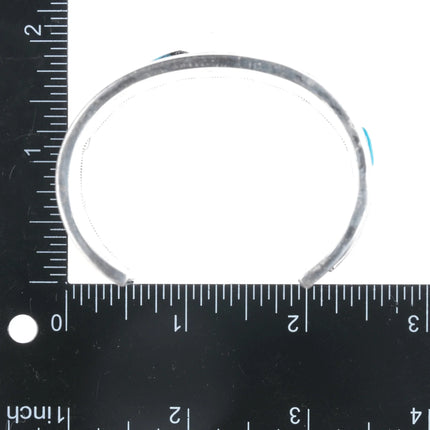 6.25" D/T Emery Chippewa Multi-stone inlay fish sterling cuff bracelet - Estate Fresh Austin