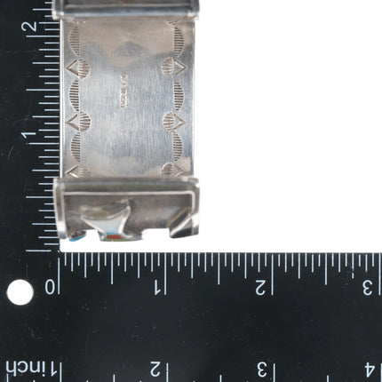 6.25" D/T Emery Chippewa Multi-stone inlay fish sterling cuff bracelet - Estate Fresh Austin