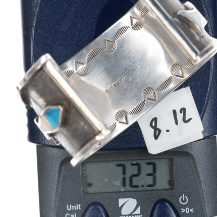 6.25" D/T Emery Chippewa Multi-stone inlay fish sterling cuff bracelet - Estate Fresh Austin