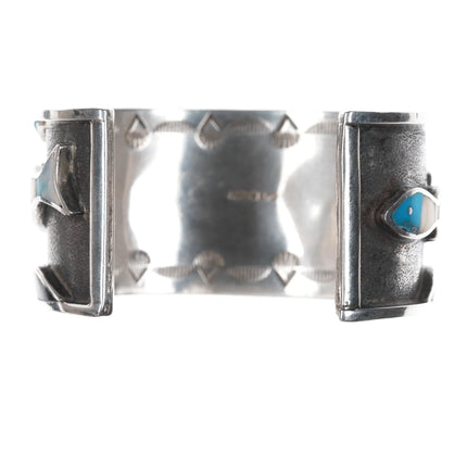 6.25" D/T Emery Chippewa Multi-stone inlay fish sterling cuff bracelet - Estate Fresh Austin