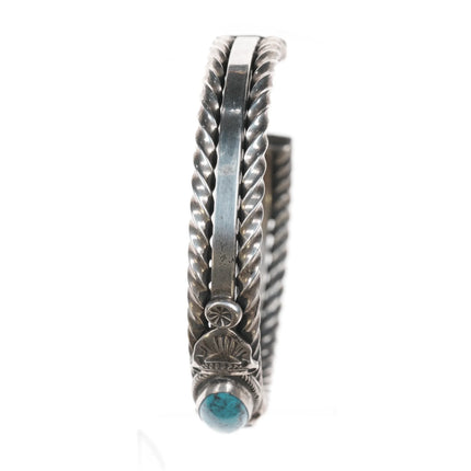 6.25" E Navajo sterling silver turquoise twisted wire cuff bracelet - Estate Fresh Austin