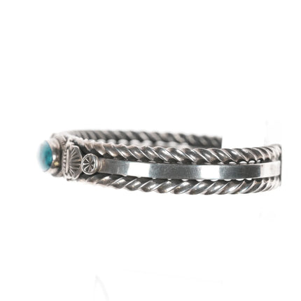 6.25" E Navajo sterling silver turquoise twisted wire cuff bracelet - Estate Fresh Austin