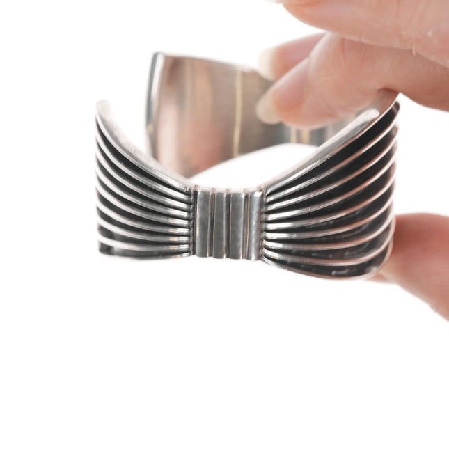 6.25" Felix Joe Navajo banded Sterling cuff bracelet - Estate Fresh Austin