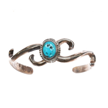 6.25" Francis L Begay Navajo cast sterling cuff bracelet w/turquoise - Estate Fresh Austin