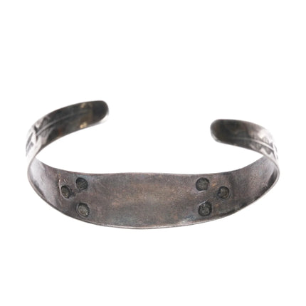 6.25" Fred Harvey Era sterling and green turquoise cuff bracelet - Estate Fresh Austin