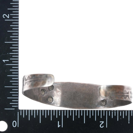 6.25" Fred Harvey Era sterling and green turquoise cuff bracelet - Estate Fresh Austin