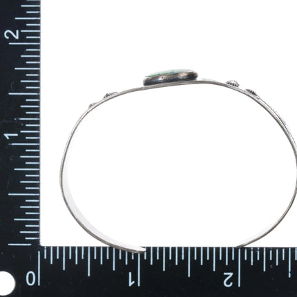 6.25" Fred Harvey Era sterling and green turquoise cuff bracelet - Estate Fresh Austin