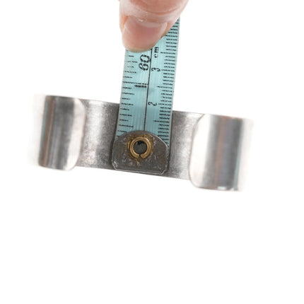 6.25" Fred Thompson (1922-2002) Navajo Turquoise inlaid silver cuff bracelet - Estate Fresh Austin