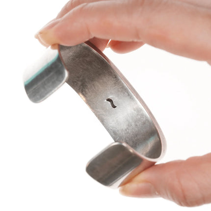 6.25" Fred Thompson (1922-2002) Navajo Turquoise inlaid silver cuff bracelet - Estate Fresh Austin