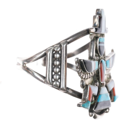 6.25" Gary Vacit Zuni Sterling multi-stone inlay knifewing cuff bracelet - Estate Fresh Austin