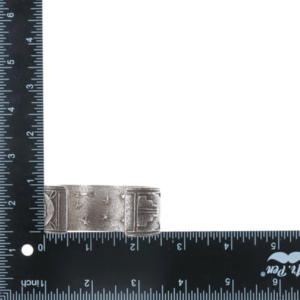 6.25" Gilbert "Dino" Garcia Santo Domingo pueblo tufa cast silver cuff bracelet - Estate Fresh Austin
