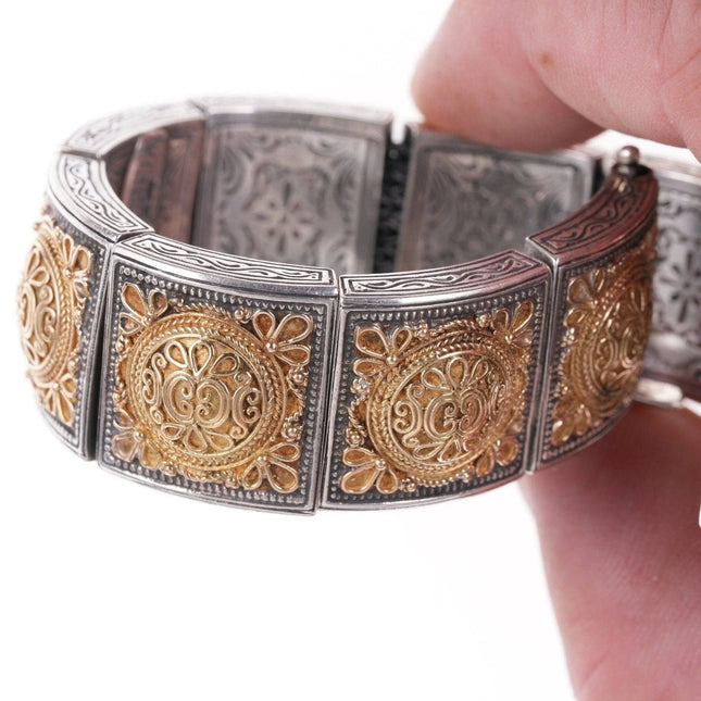 6.25" Greek Konstantino 18k/Sterling Heavy bracelet - Estate Fresh Austin