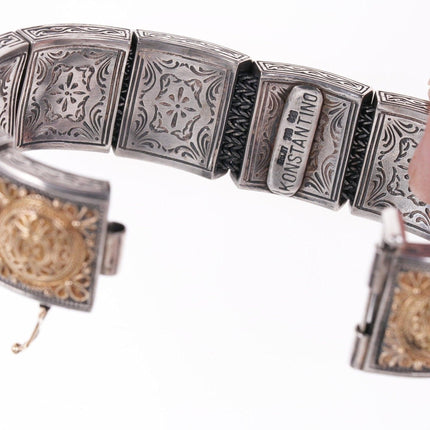 6.25" Greek Konstantino 18k/Sterling Heavy bracelet - Estate Fresh Austin