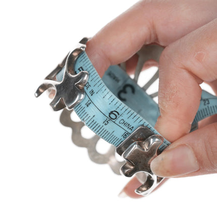 6.25" HY Sterling cast Navajo cuff bracelet with turquoise - Estate Fresh Austin