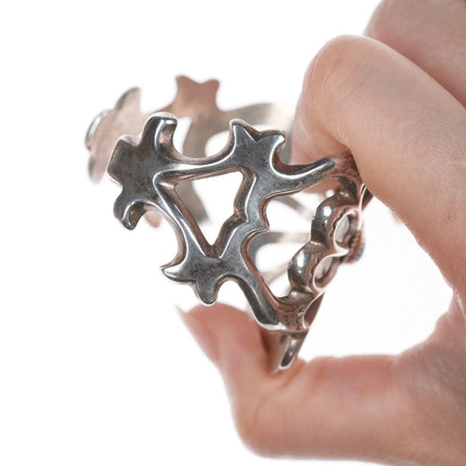 6.25" HY Sterling cast Navajo cuff bracelet with turquoise - Estate Fresh Austin