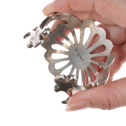 6.25" HY Sterling cast Navajo cuff bracelet with turquoise - Estate Fresh Austin