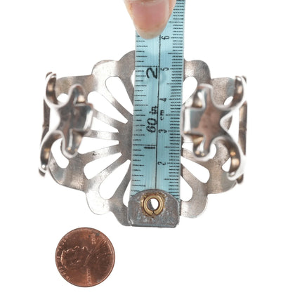 6.25" HY Sterling cast Navajo cuff bracelet with turquoise - Estate Fresh Austin