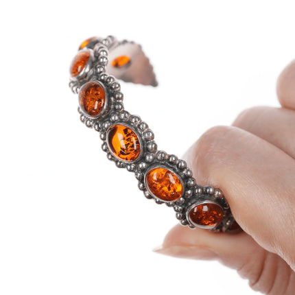 6.25" Janice Girardi Amber and Sterling cuff bracelet - Estate Fresh Austin