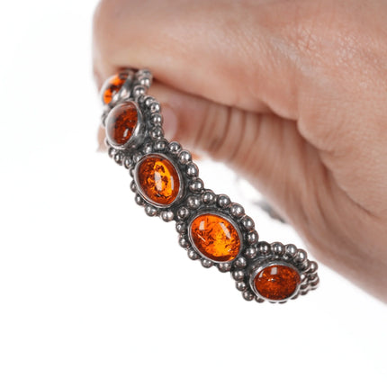 6.25" Janice Girardi Amber and Sterling cuff bracelet - Estate Fresh Austin
